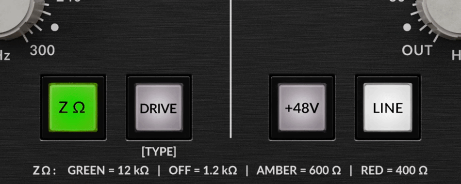 Boutons d'impédance d'entrée du préamplificateur PURE DRIVE QUAD